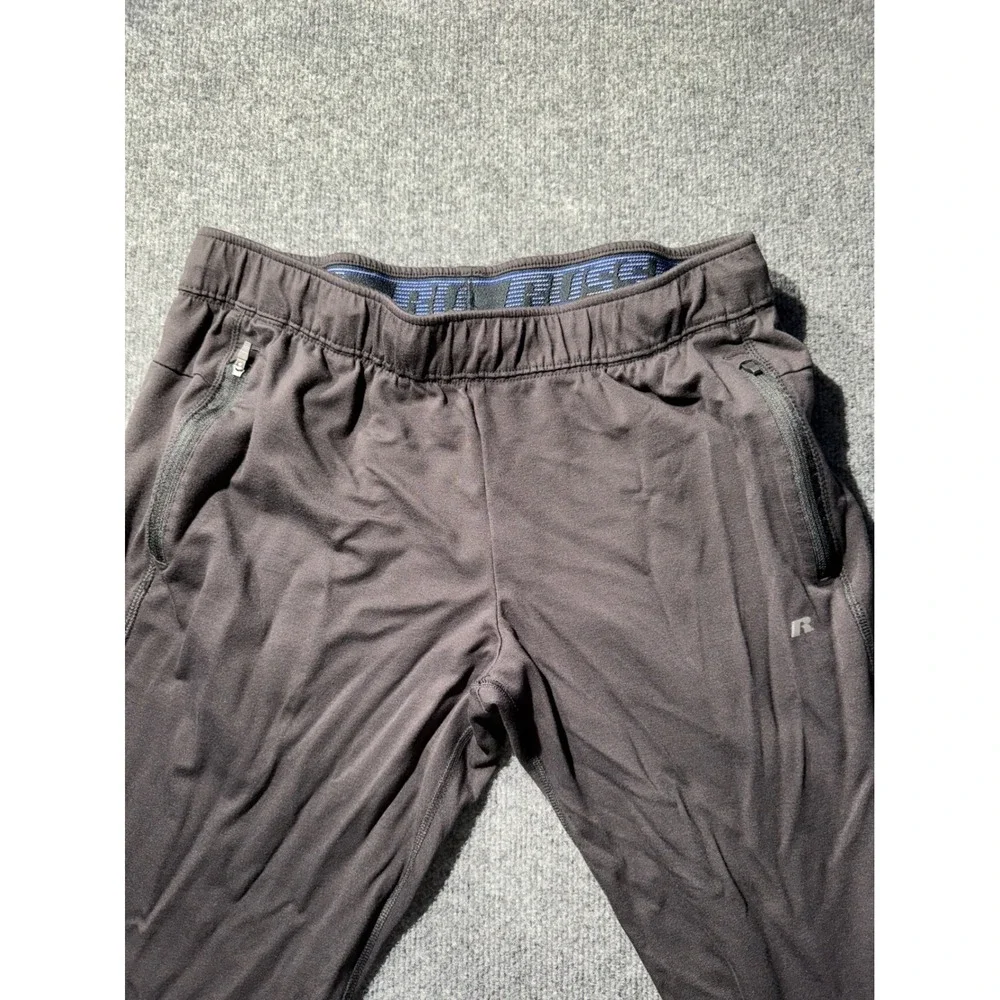 Russell Mens Gray Athletic Jogger Pants Zipper Pockets Reflective Large 36-38